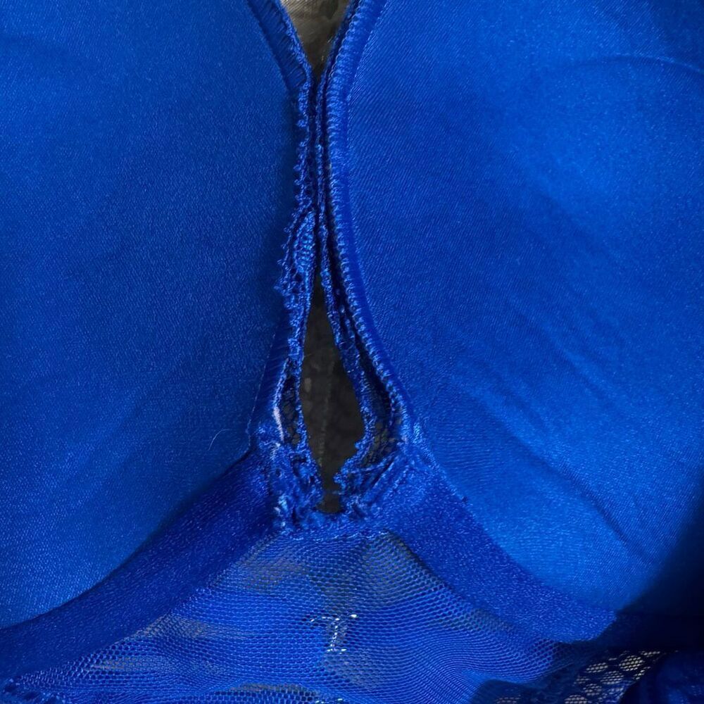 Victorias Secret Royal Blue Lace Corset Bombshell Plunge Push Up Bra 34D - Picture 10 of 14